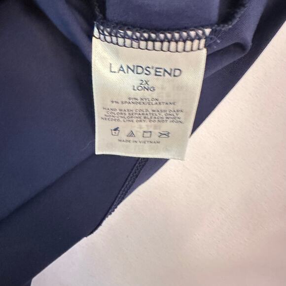 2X LONG Lands’ End SunShade UPF 50 Long Sleeve Relaxed Rash Guard Navy Swim - Picture 6 of 6
